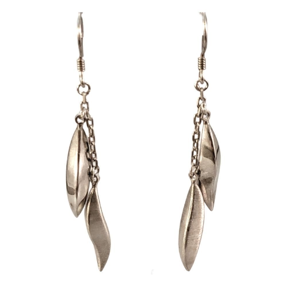 Sterling Freeform Dimensional Drops Dangle Earrings